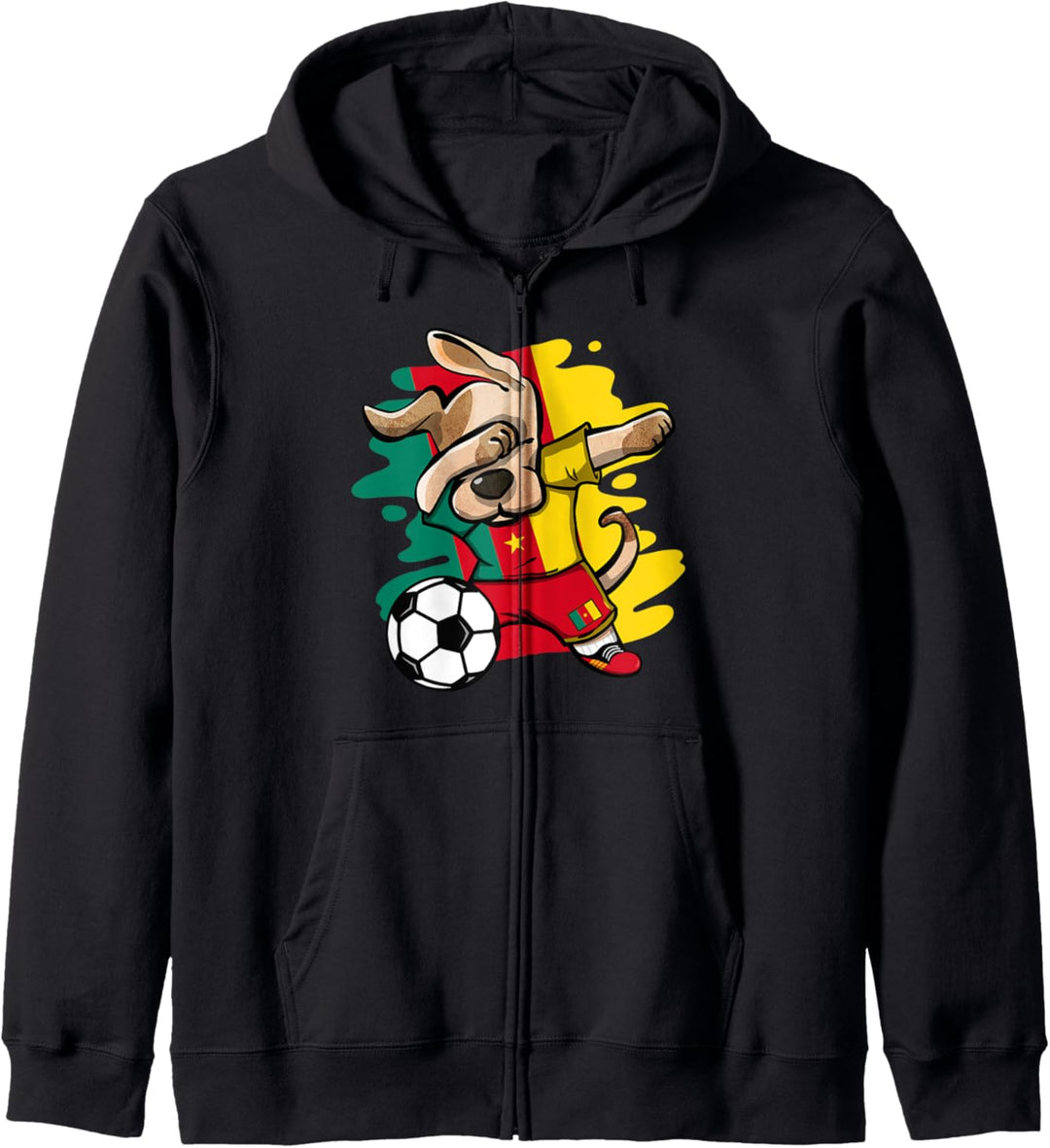 Dabbing Hund Kamerun Fussball Mannschaft Kamerunische Flagge Kapuzenjacke