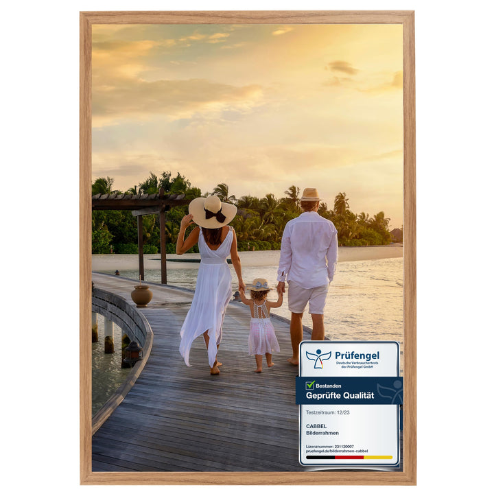 1x Bilderrahmen 50x70 cm Eiche Rahmen 1-Pack | Dokumentenrahmen, Collage, Poster | MDF Holz-Posterra