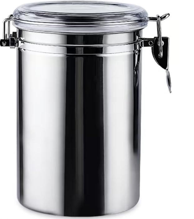 2 Stück Kaffeebohnen Aufbewahrung mit Deckel, 2L Grosse Kapazität Edelstahl Kaffeebohnen Behälter fü