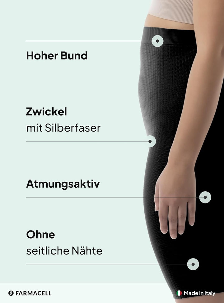 FarmaCell 113 Shorts Hohe Taille, massierende und reduzierende Hose, Anti-Cellulite, S-M Schwarz