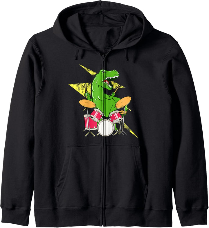 Schlagzeuger Geschenk trommelnder Dinosaurier Kapuzenjacke