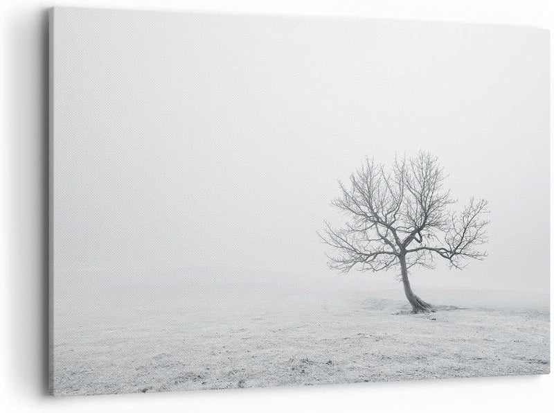 Bilder auf Leinwand 100x70cm Leinwandbild mit Rahmen Baum Feld Natur Gross Wanddeko Bild Schlafzimme