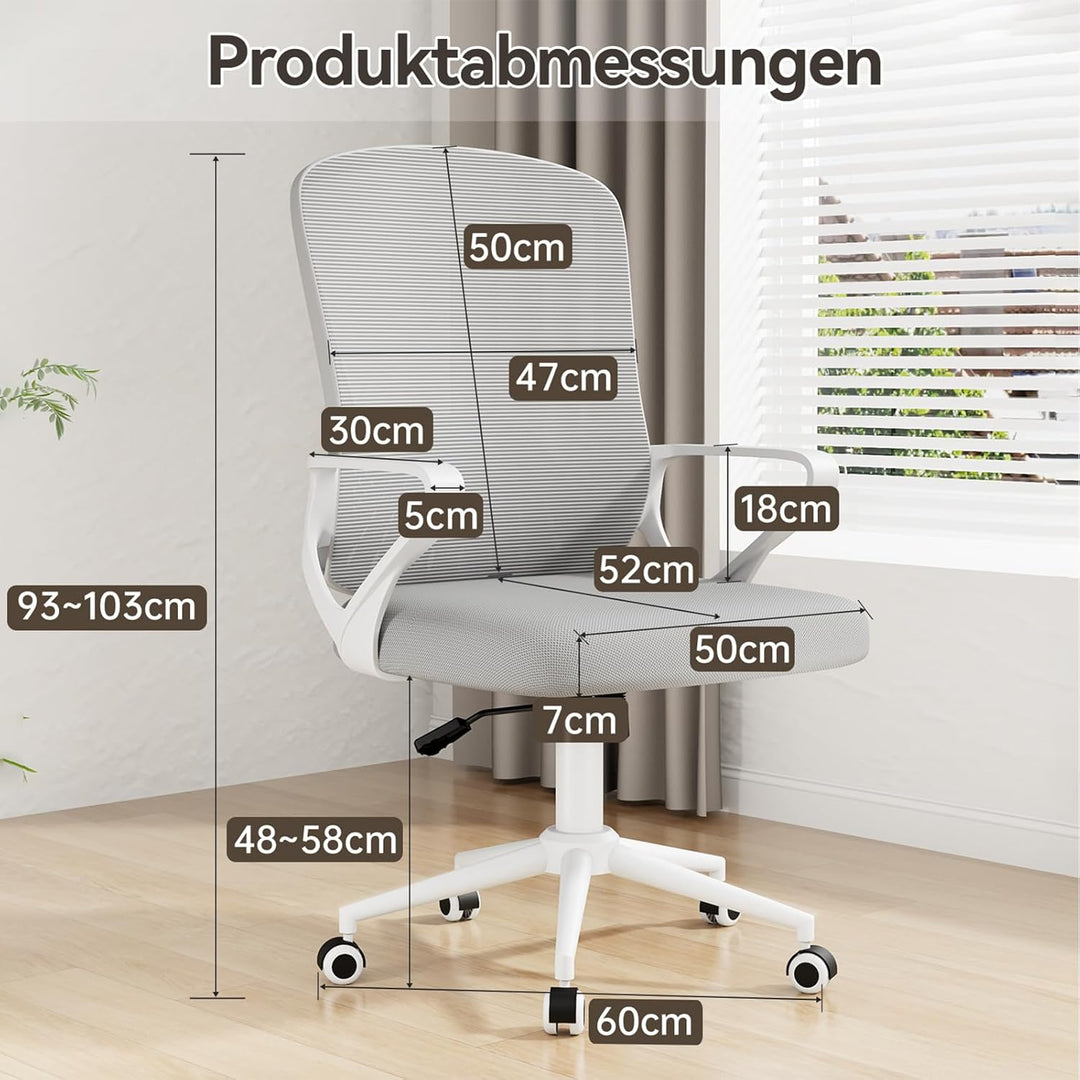 naspaluro Bürostuhl, Ergonomischer Schreibtischstuhl Mit Mesh-Abdeckung, Einzigartiger Lendenwirbels