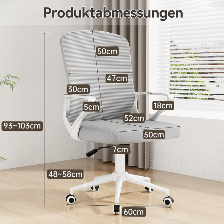 naspaluro Bürostuhl, Ergonomischer Schreibtischstuhl Mit Mesh-Abdeckung, Einzigartiger Lendenwirbels