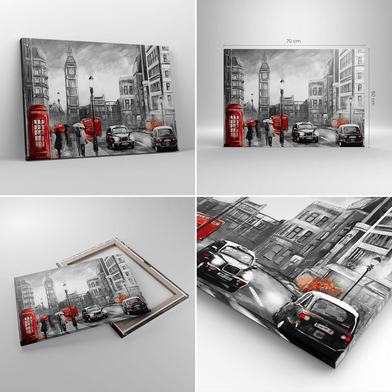 ARTTOR Bilder auf Leinwand London Bus Leinwandbild mit Rahmen 70x50cm Wandbilder Dekoration Wohnzimm