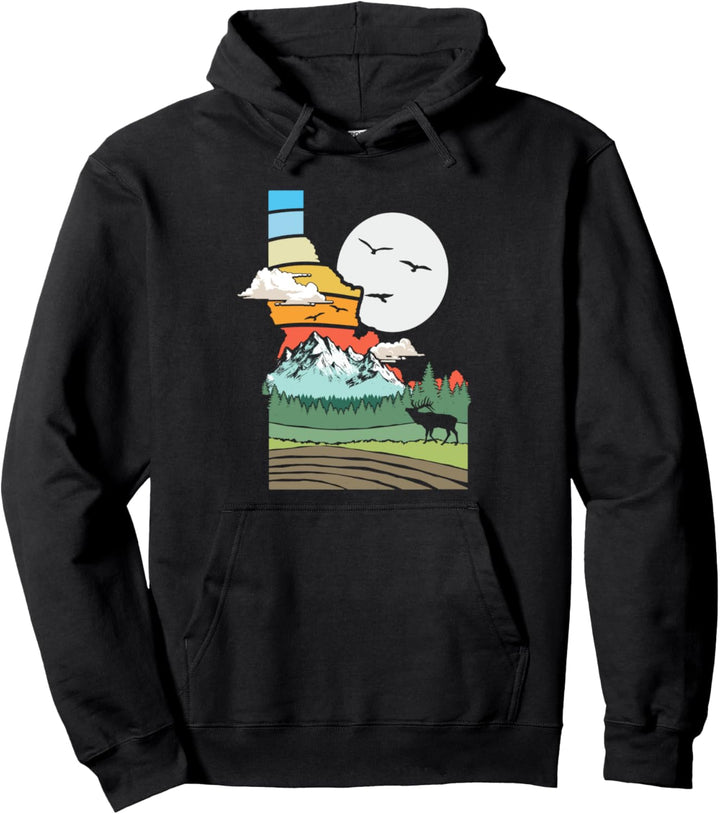State of Idaho Pride Outdoor & Mountains Nature Graphic Pullover Hoodie
