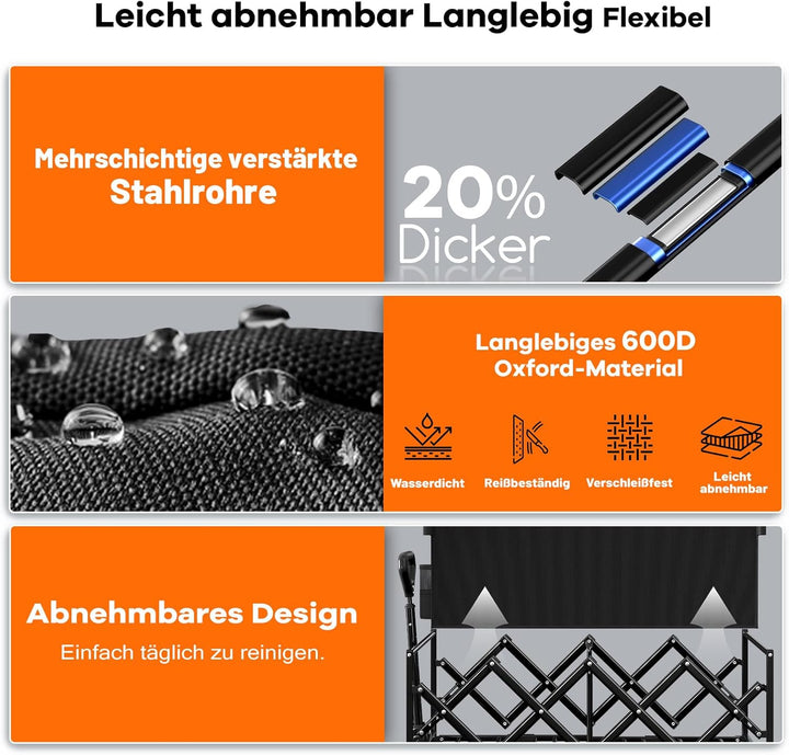 BTTN 120L Klappbarer Bollerwagen, 160kg (350LBS) Traglast Handwagen Faltbar mit Leisen Rädern, Bolle