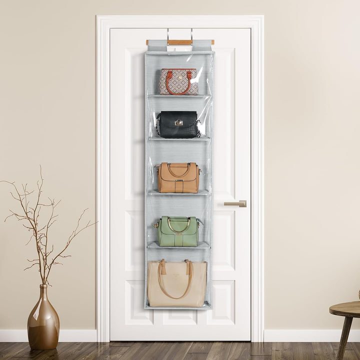 Syeeiex staubdicht hängende Handtaschen Organizer mit Reissverschluss, extra grosse 5 klare Taschen