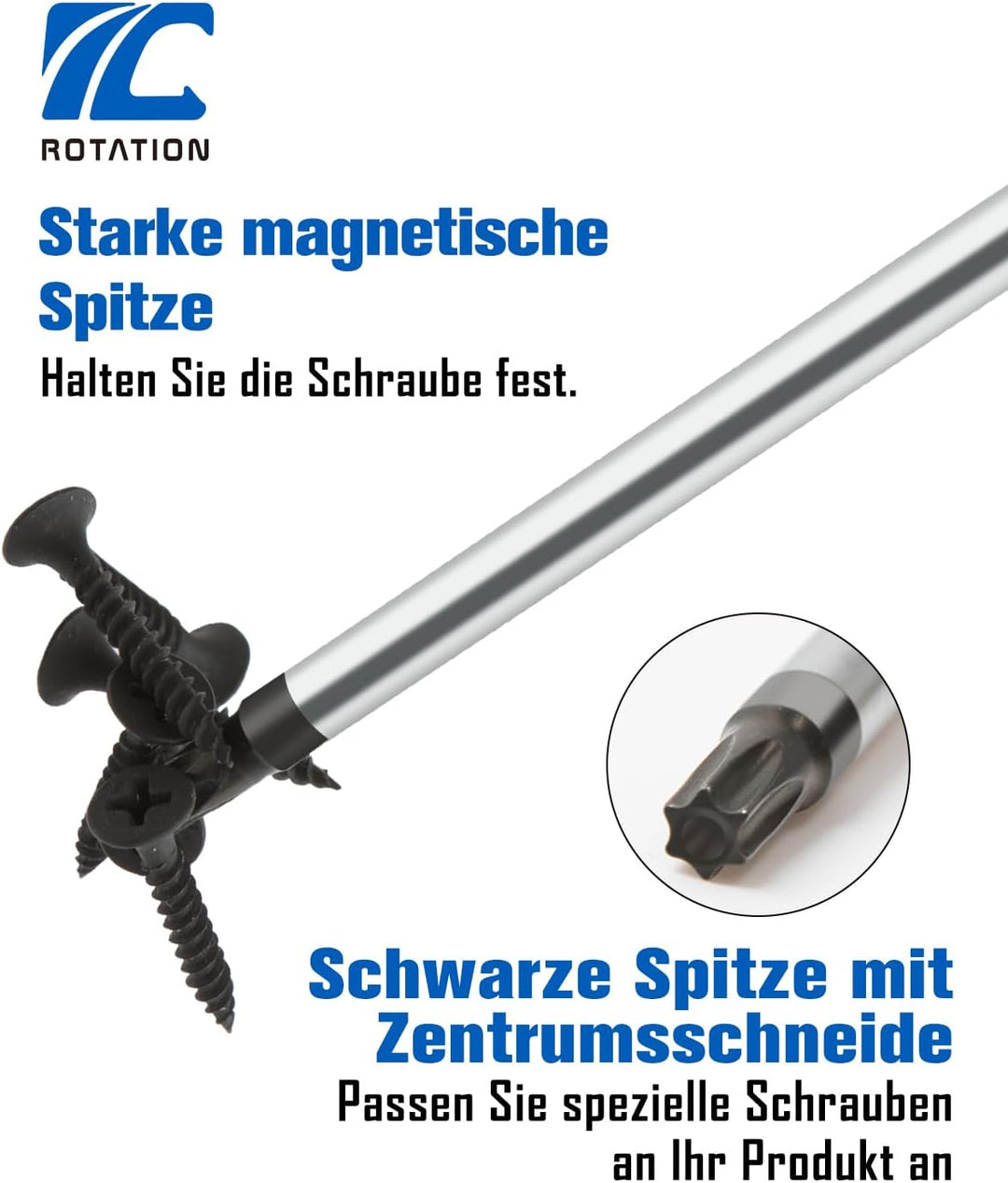 10 tlg magnetisches Torx-Schraubendreher-Set, schwarz lackierte Spitze mit Mittelloch, professionell