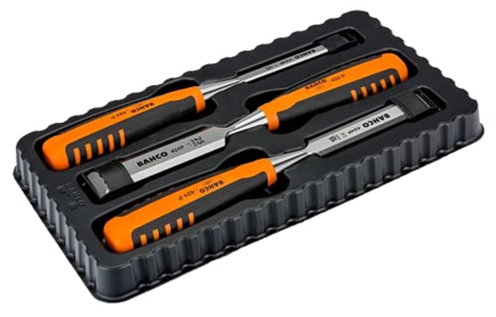 Bahco BAH424PS3 Stechbeitel-Satz, 12-18-25mm 424P-S3-EUR, Silber/Orange/Schwarz, 12/18/25 mm