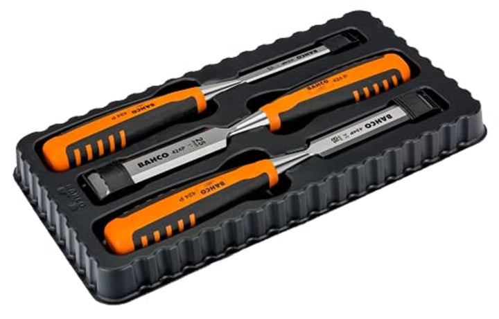 Bahco BAH424PS3 Stechbeitel-Satz, 12-18-25mm 424P-S3-EUR, Silber/Orange/Schwarz, 12/18/25 mm