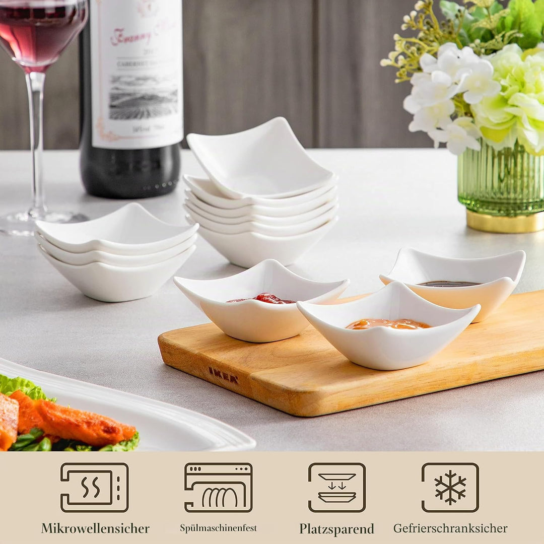 MALACASA, Serie Ramekin.Dish, 6-tlg. Set MINI Porzellan Dessert Schälchen für Nuss, Snack, Vorspeise