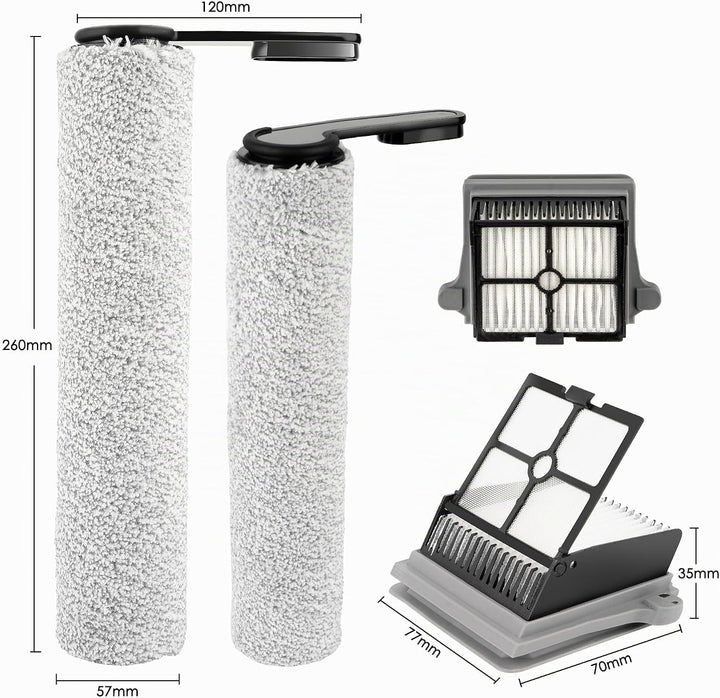 (6 Stück) Ersatz-Bürstenrollen und HEPA-Filter, kompatibel mit Tineco Floor ONE S7 PRO/ONE S6 Smart
