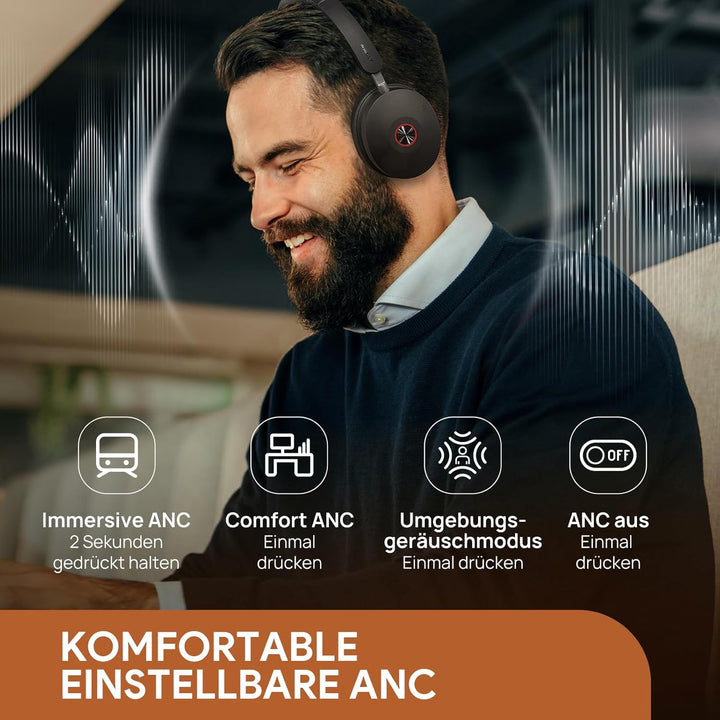 Yealink BH74 Bluetooth On Ear Headphones with Noise Cancelling ANC Headset with Microphone for Offic