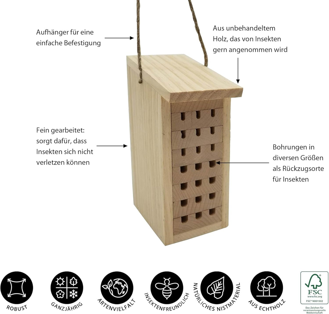 Dehner Natura Premium Insektenhotel Zermatt, Insektenhaus / Nistkasten für Bienen/Schmetterlinge/Käf