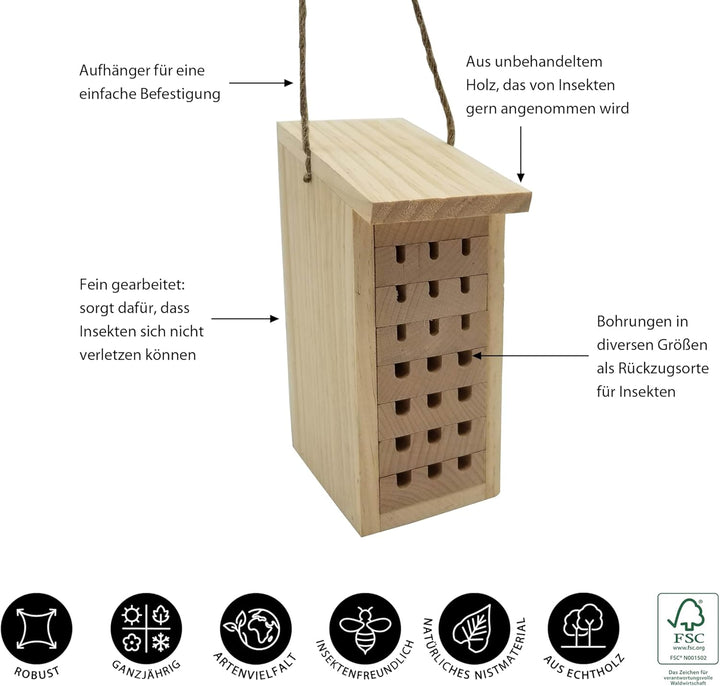 Dehner Natura Premium Insektenhotel Zermatt, Insektenhaus / Nistkasten für Bienen/Schmetterlinge/Käf