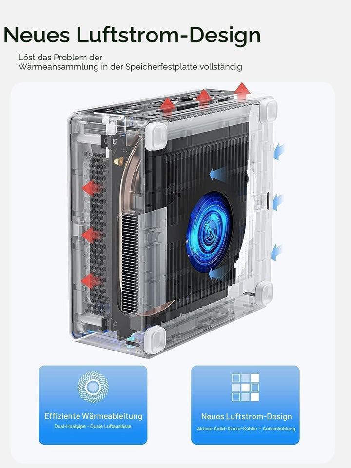MINIS FORUM Mini PC NAB6 Lite Intel Core i5-12600H, 12C/16 T, bis zu 4,5 GHz, 16 GB DDR4 RAM, 512 GB