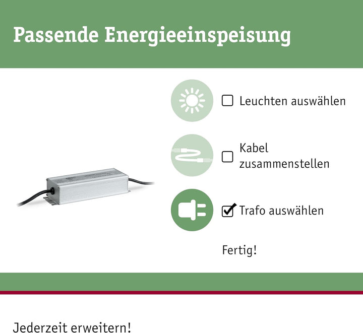 Paulmann Leuchten Paulmann 98850 Outdoor plug und Shine Power Supply IP44 230/24V DC silber Alu 988.