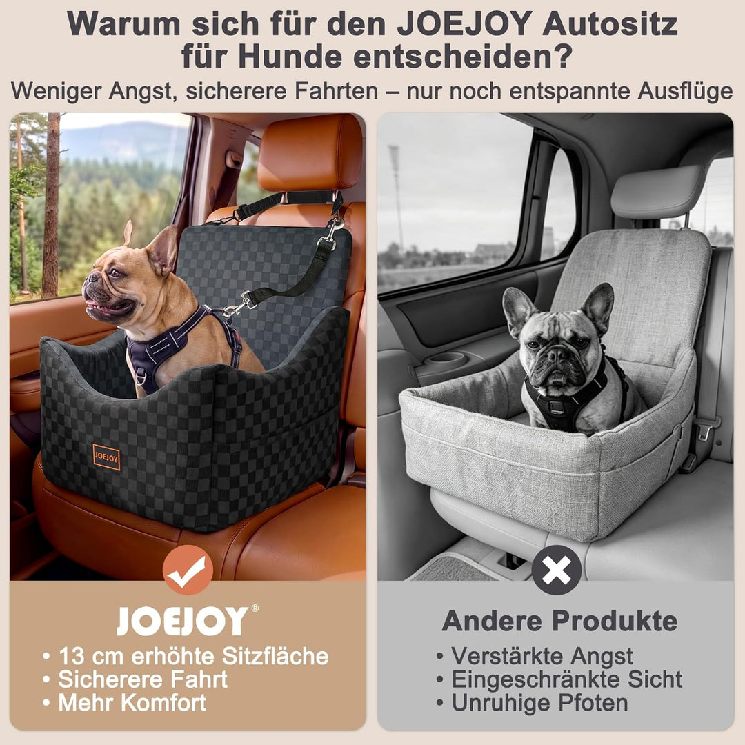 JOEJOY Hunde Autositz für kleine bis mittlere Hunde, Waschbarer Hundesitz Auto mit Aufbewahrungstasc