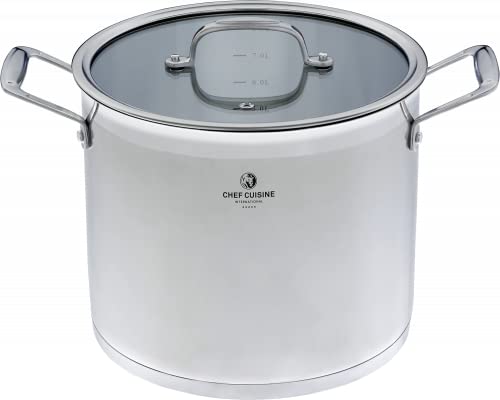 CHEF CUISINE Kochtopf 24 cm, Suppentopf mit Deckel, Edelstahl, 9 L, Induktion, spülmaschinengeeignet