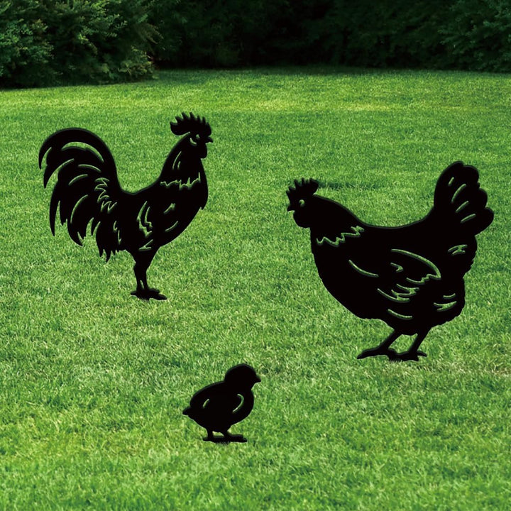 SUPERDANT 3 STK Metall Huhn Gartendekoration Metallhahn Gartenornament Gartenstecker Für Draussen Sc