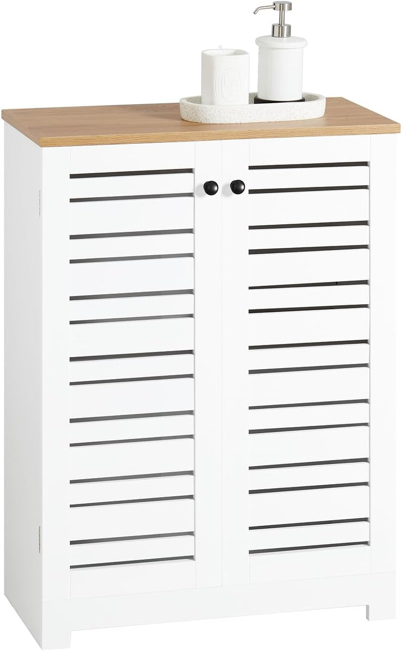 SoBuy BZR41-W Badkommode Badschrank mit Lamellentüren Kommode fürs Bad Badezimmerschrank Badmöbel we