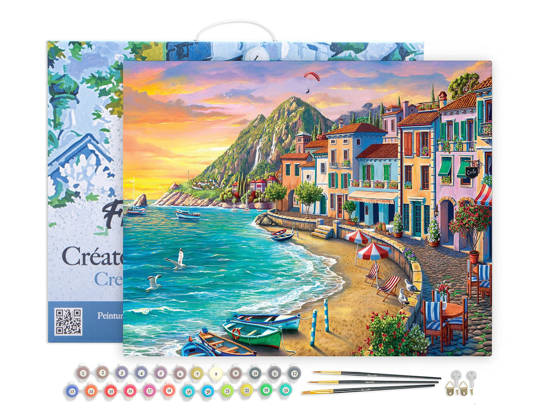 Figured'Art Malen Nach Zahlen Erwachsene Mit Rahmen Strandurlaub - Paint by Numbers Basteln DIY Bast