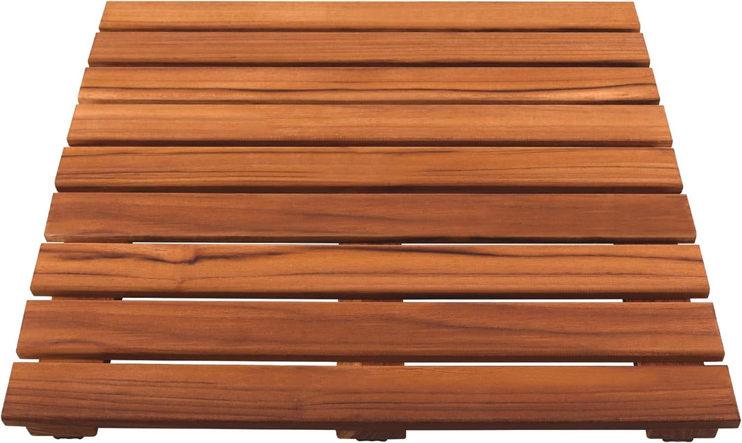 VaeFae Teak Duschmatte rutschfeste Badematte Luxus Spa Matte Holzmatte für Badewanne 50.8 x 50.8 cm