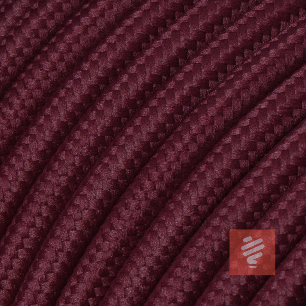 Textilkabel für Lampe, Rundkabel, zweiadrig (2x0.75mm²), Bordeaux-Rot - 20 Meter Bordeaux-rot 20 Met