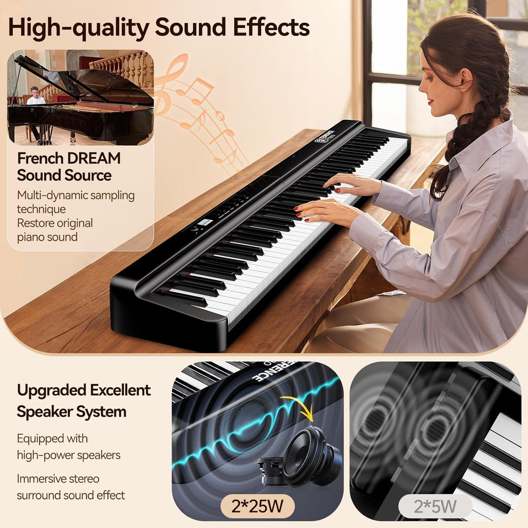 TERENCE E Piano 88 Tasten Faltbares Digital Piano mit 2000mAh Batterie unterstützung MIDI-USB Audio-