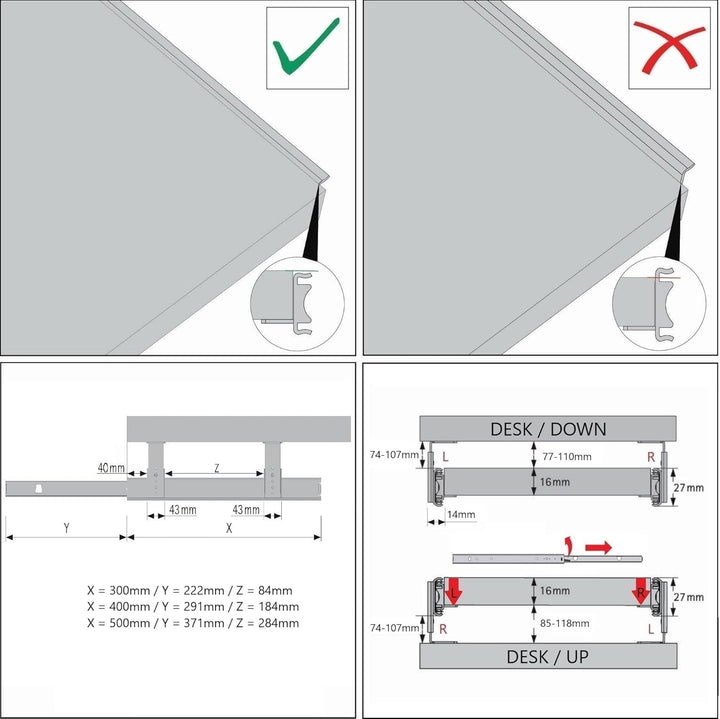 FIX&amp;EASY Tastaturauszug Up&amp;Down-XL, Tastaturablage 390X300mm ahorn Dekor, Auszugschienen mit Einrast