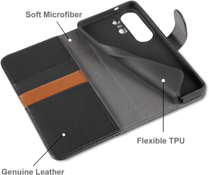 LENSUN Echtleder Hülle für Samsung Galaxy S26 Ultra, Handyhülle [Echtes Leder] [Kartenfach] [RFID Sc