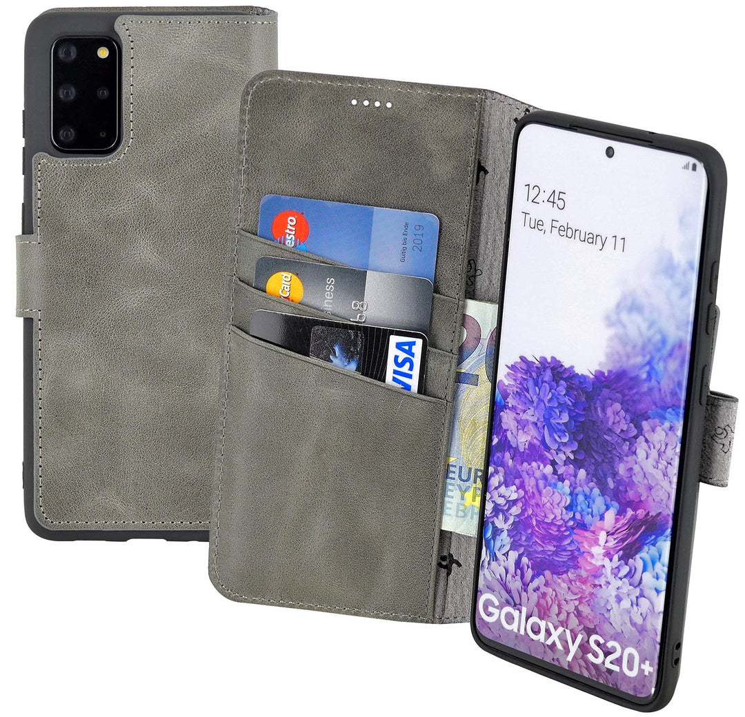 Suncase Book-Style Hülle kompatibel mit Samsung Galaxy S20 Plus Leder Tasche (Slim-Fit) Lederhülle H