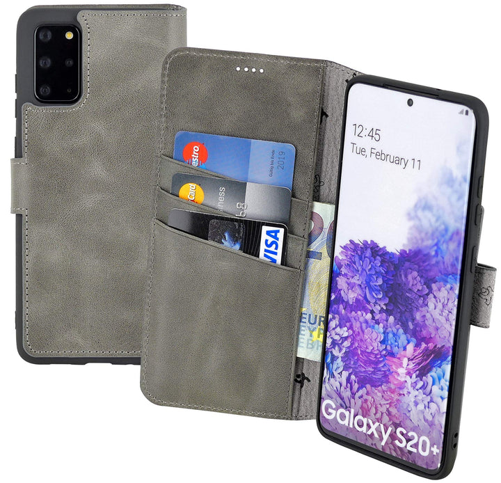 Suncase Book-Style Hülle kompatibel mit Samsung Galaxy S20 Plus Leder Tasche (Slim-Fit) Lederhülle H