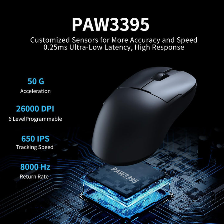 AJAZZ AJ159 PRO Wireless Gaming Mouse, Equipped with PAW3395 Sensor and Magnetic Base, 26K DPI, 2.4G