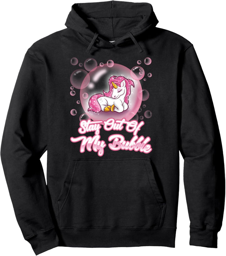 Stay Out Of My Bubble Unicorn Regenbogen Seifenblase Einhorn Pullover Hoodie