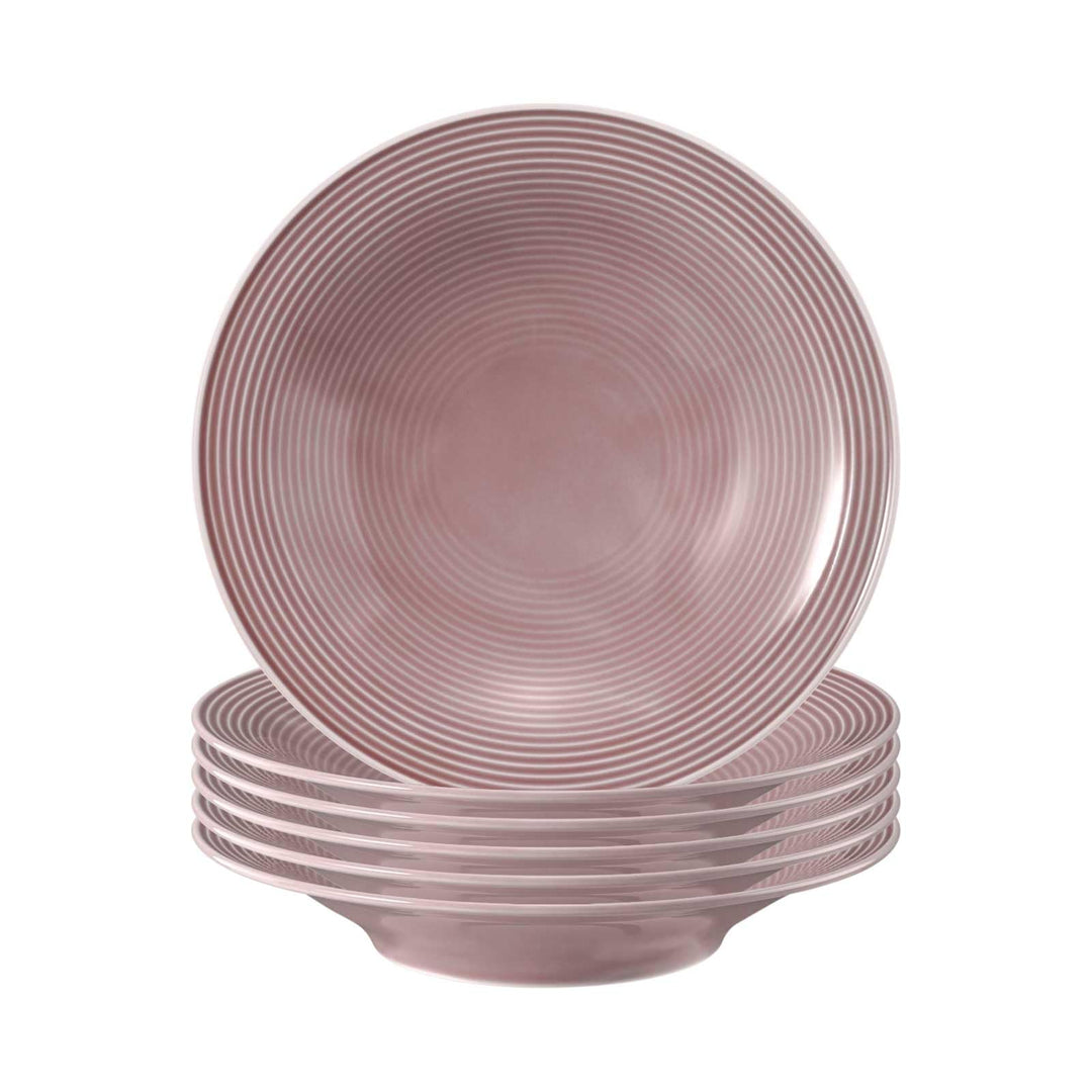Seltmann Weiden Beat Color Glaze Suppenteller 6er Set, ø 22,5 cm, Tiefer runder Teller mit Rillenrel