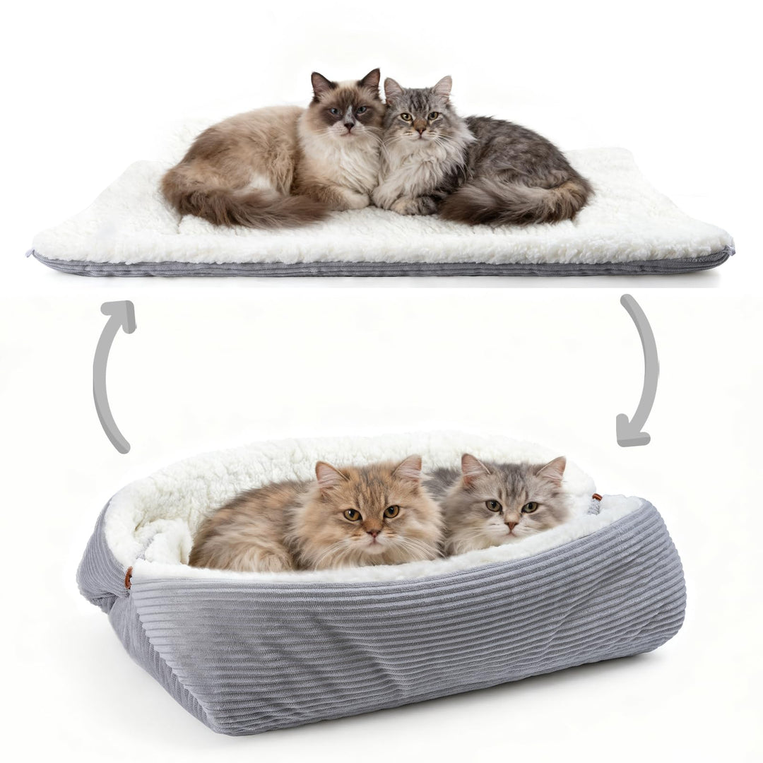 MAIYADUO Weiches Katzenbett Waschbar 60x45 cm Plüsch Haustierbett für Kleine Hunde und Katzen - 2 in