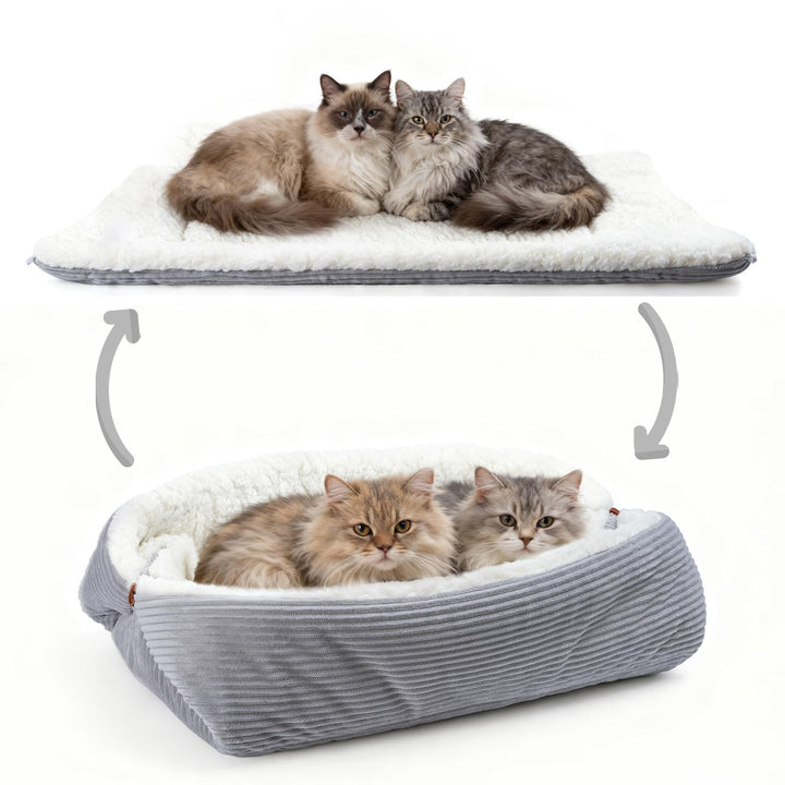 MAIYADUO Weiches Katzenbett Waschbar 60x45 cm Plüsch Haustierbett für Kleine Hunde und Katzen - 2 in