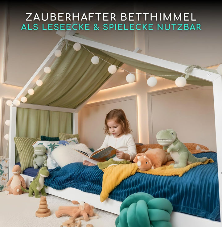 ALAVYA HOME® Betthimmel Moon 1 Stück 360 cm Hausbett Deko Set für Kinderzimmer Montessori Kinderbett