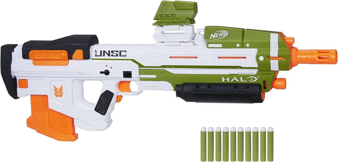 Nerf Halo MA40 motorisierter Dart Blaster – enthält abnehmbares 10-Dart Clip-Magazin, 10 Nerf Elite
