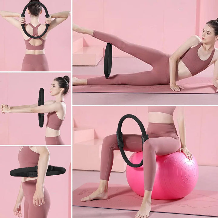 Pilates-Ring mit doppeltem rutschfesten Griffen-Pilatesring für Bauch, Beine, Po Übungen. Yoga Ring-