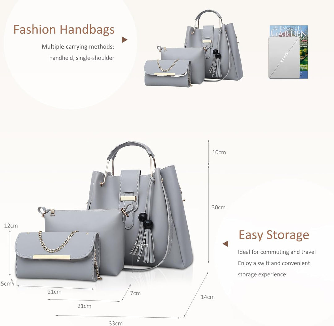 NICOLE &amp; DORIS Damen Handtaschen 3 Stück Taschen für Damen Kette Tasche Top-Griffe Schultertaschen P