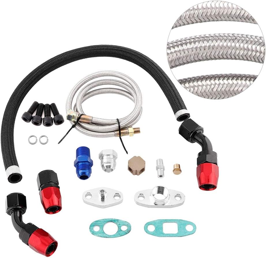 Turbolader-Ölablass-Kit Turbo-Ölzufuhr-Rücklaufleitung AN10 Fitting Adapter Flansch-Kit für T3 T4 GT