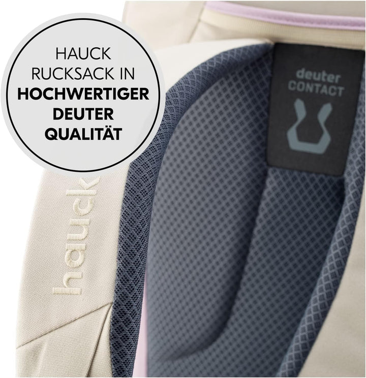 hauck Pack N Walk, Beige Lavendel - Wickelrucksack und Wickeltasche 22 Liter mit Innentaschen, Ausse