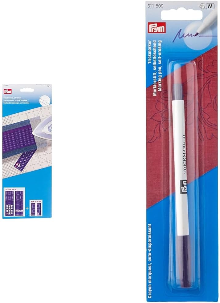 Prym 611937 Bügellineale universal Lineal & Trick-Marker (selbstlöschend), violett Bundle mit Trick-