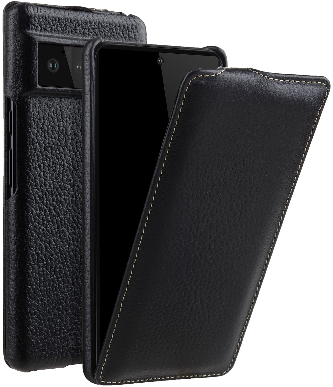 STILGUT UltraSlim kompatibel mit Google Pixel 6 Pro Hülle - Pixel 6 Pro Flip Case aus Leder, Klapphü