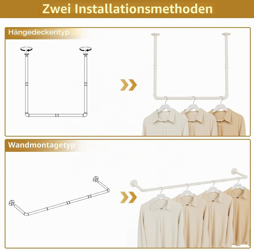 Kleiderstangen Industrie Design, Kleiderständer für Deckenmontage, Wandgarderobe Deckenmontage, Gard