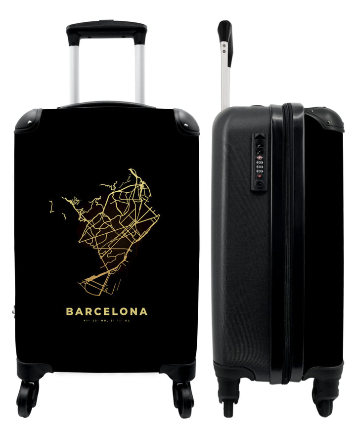 NoBoringSuitcases.com® Koffer Handgepäck Trolley Rollkoffer Kleine Reisekoffer mit 4 Rollen - Gold -