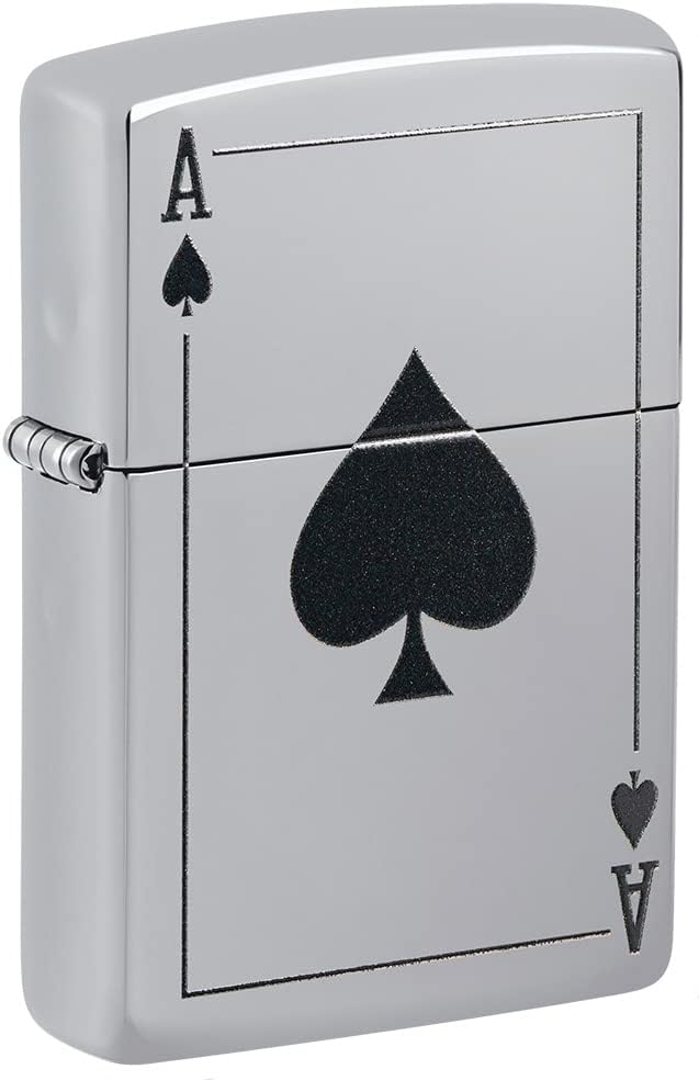 Zippo Sturmfeuerzeug - Modell Ace of Spade - High Polish Chrome Finish mit Color Image - Nachfüllbar